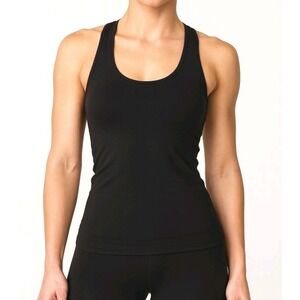 Workout Exercise Gym Tank Medium Black Basic Racerback Tank Top Shirt Wide Strap